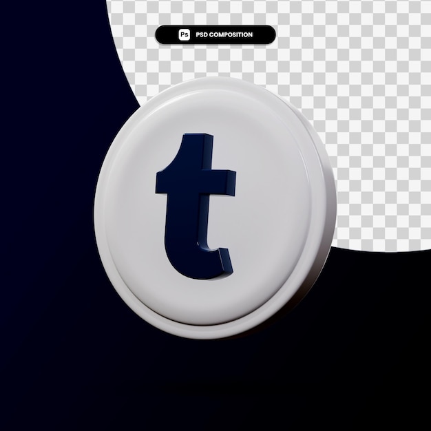 3d rendering tumblr logo aplicación aislada