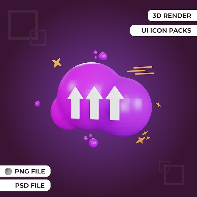 3d-rendering ui cloud upload symbol objekt premium psd