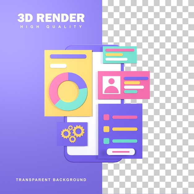 3d rendering ui ux development design concept.