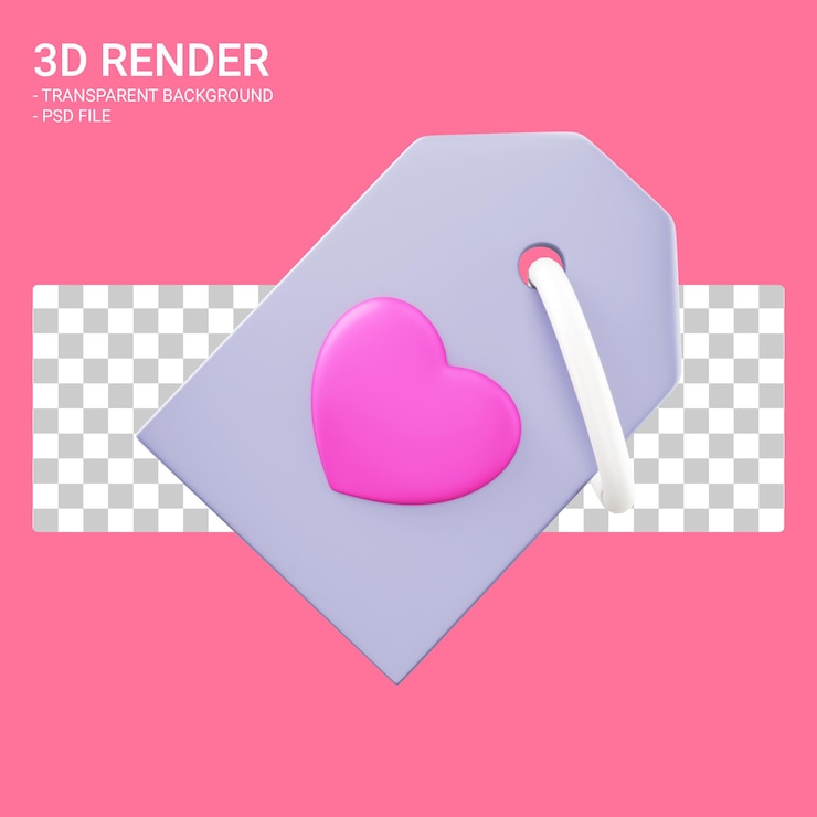 PSD 3d rendering valentino love label