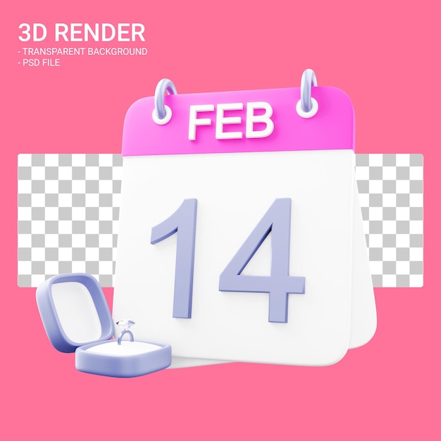 PSD 3d-rendering valentinstag mit schmuck