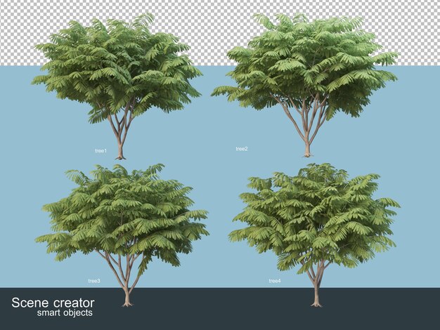 3d-rendering verschiedener baumarten