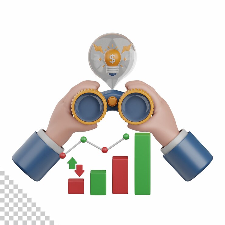 PSD 3d-rendering-vision isoliert nützlich für geschäftsanalysen, web-geld- und finanzdesign-element