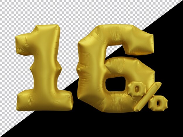 3d-rendering von 16 prozent ballongold