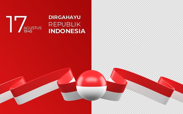 3D-Rendering von 17. August Indonesien Happy Independence Day Grußkarte