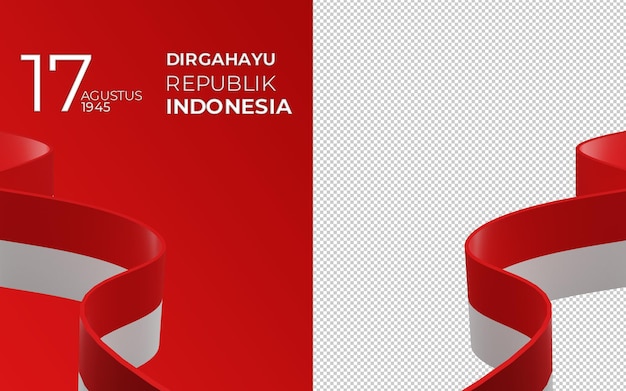 3D-Rendering von 17. August Indonesien Happy Independence Day Grußkarte