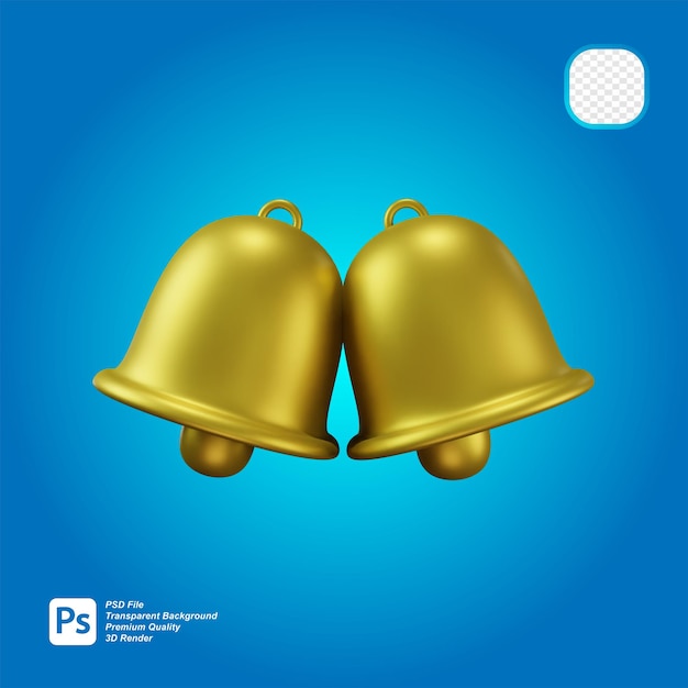 PSD 3d-rendering von 2 goldenen ringglocken