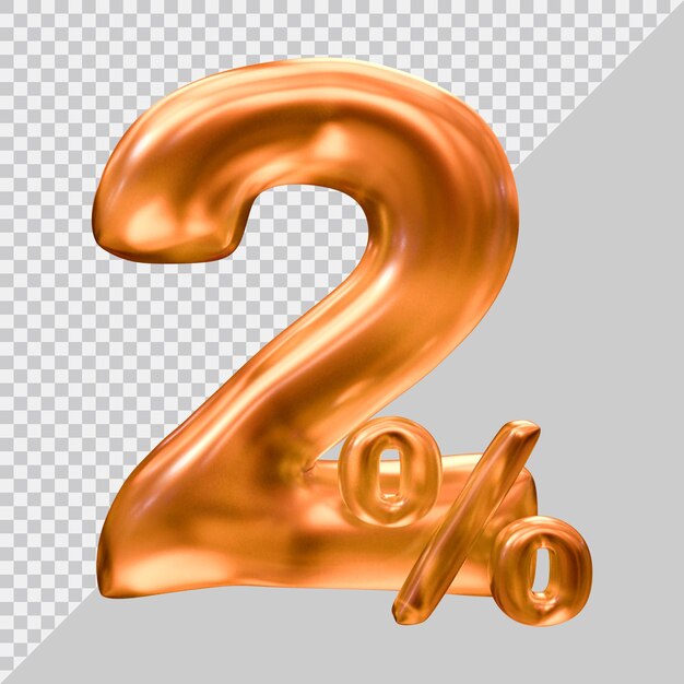3D-Rendering von 2 Prozent mit modernem Stil