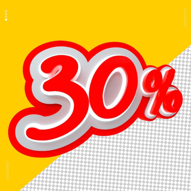 3D-Rendering von 30 Prozent der Schriftart rot