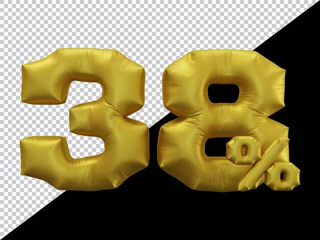 3d-rendering von 38 prozent ballongold