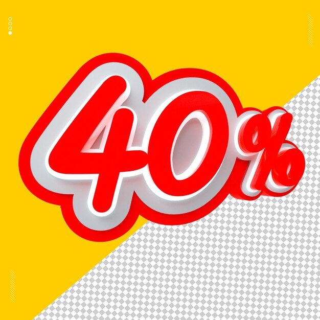 3D-Rendering von 40 Prozent der Schriftart rot