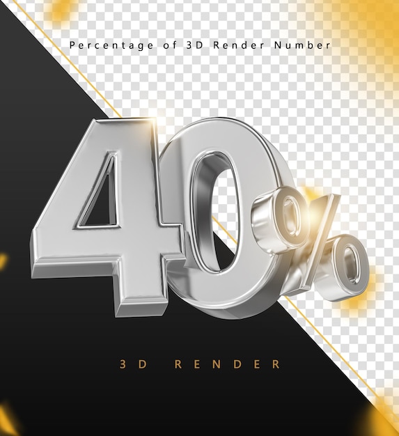 3D-Rendering von 40 Prozent Silbermetall numerisch