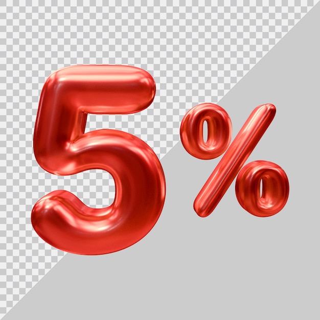 3D-Rendering von 5 Prozent mit modernem Stil