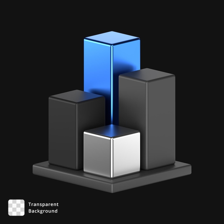 PSD 3d-rendering von abstrakten datenvisualisierungen mit würfeln