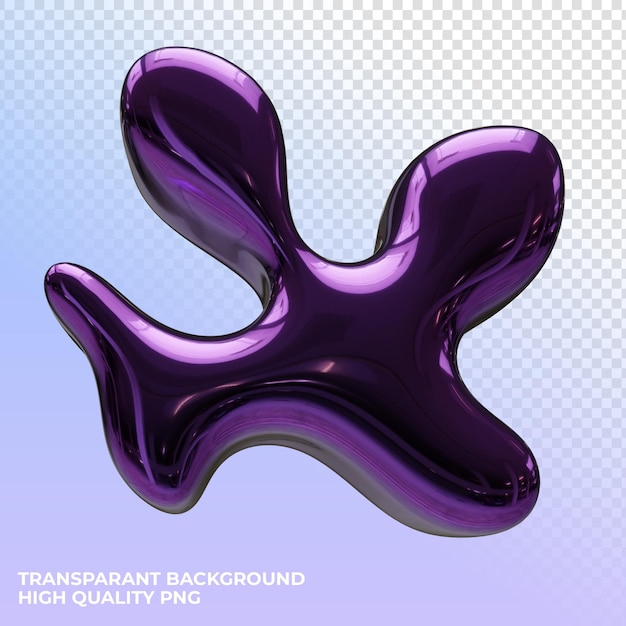 3D-Rendering von abstrakten metallischen Formen mit durchsichtigem Hintergrund