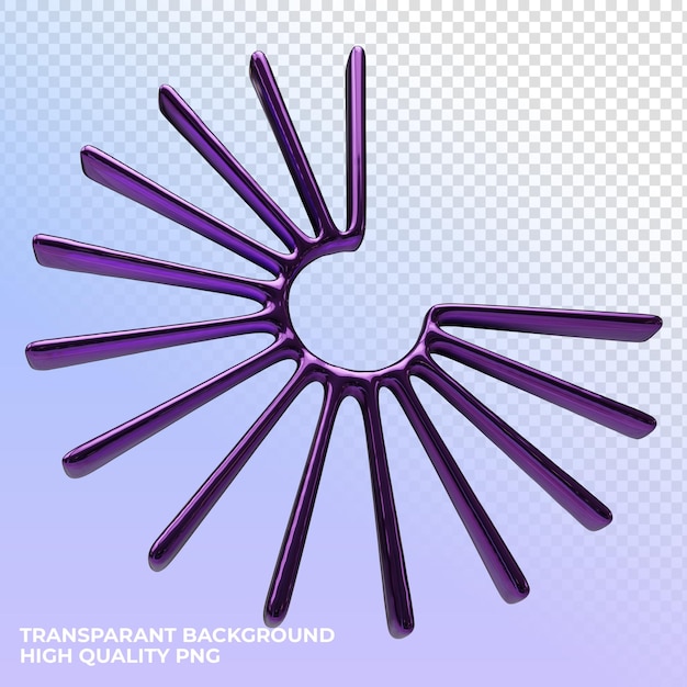 3D-Rendering von abstrakten metallischen Formen mit durchsichtigem Hintergrund