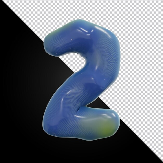 3D-Rendering von Alphabet Nummer 2 isoliert