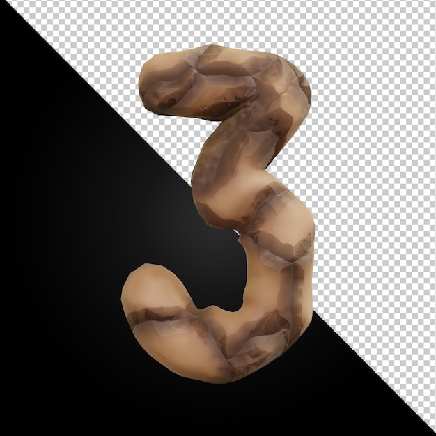 3D-Rendering von Alphabet Nummer 3 isoliert