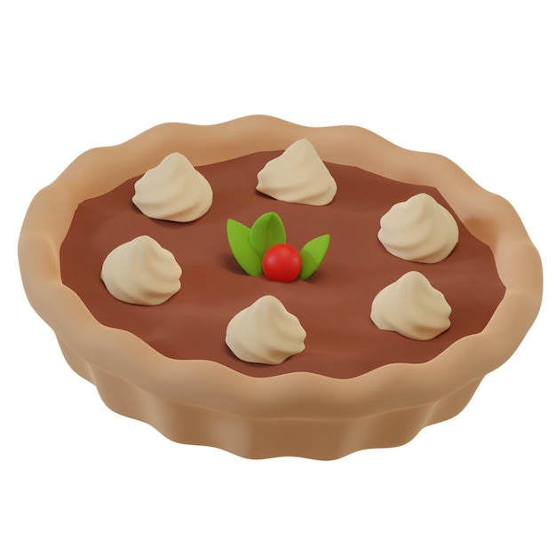 3D-Rendering von Beerenkuchen mit Sahne in Cartoon-Stil Lebensmittelkonzeptillustration