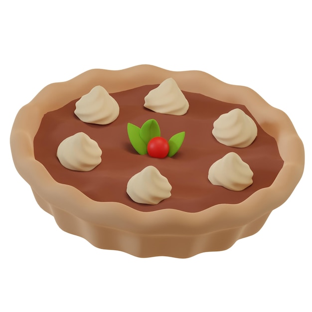 3d-rendering von beerenkuchen mit sahne in cartoon-stil lebensmittelkonzeptillustration