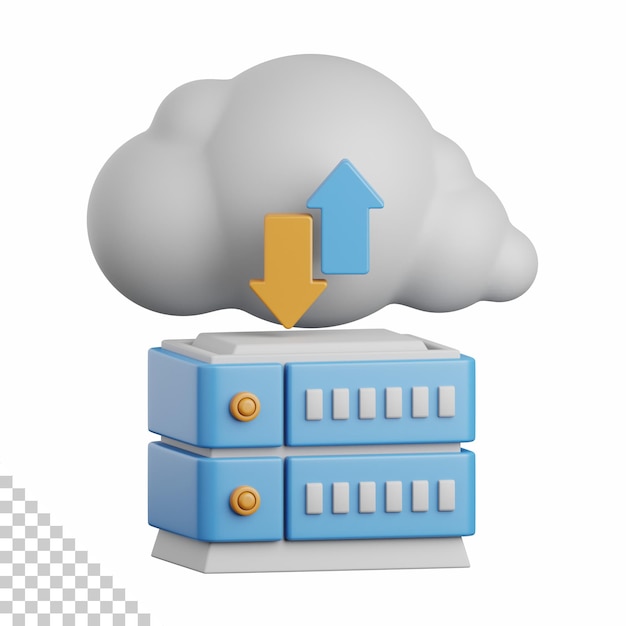 3D-Rendering von Big Data, isoliert, nützlich für Cloud-Netzwerk-Computing-Technologie, Datenbankserver und Verbindungsdesignelement