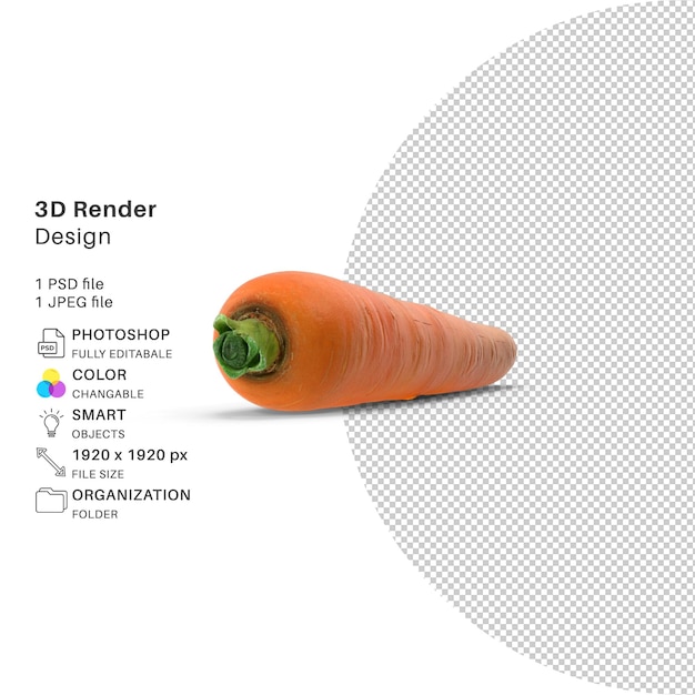 PSD 3d-rendering von bio-karotten