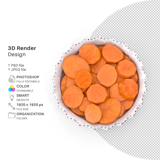 PSD 3d-rendering von bio-karotten