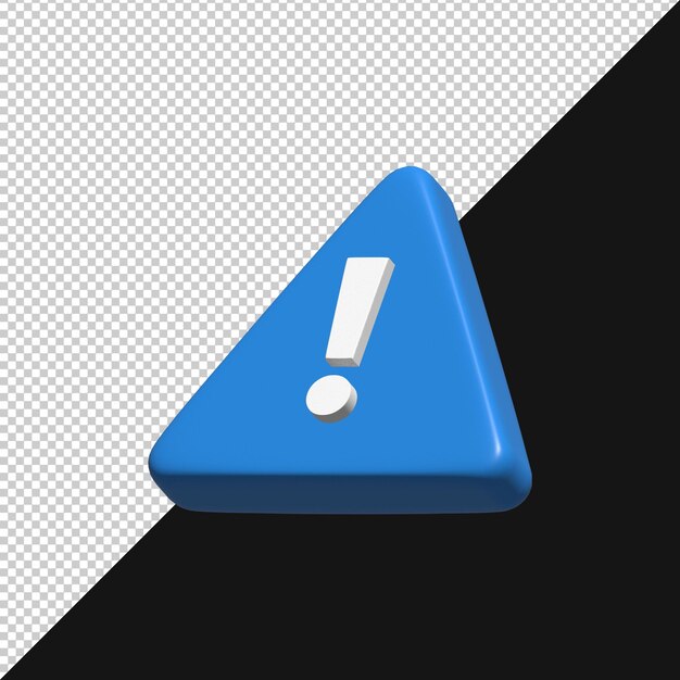 3D-Rendering von blauem Warndreieck-Symbol