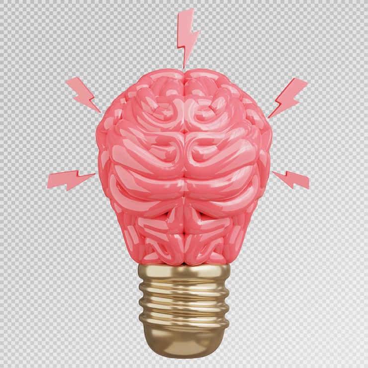 PSD 3d-rendering von brainstorming-symbolen