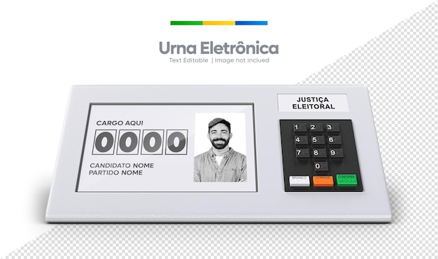 PSD 3d-rendering von brasilianischen wahlen, die elektronisches urnen-mockup wählen