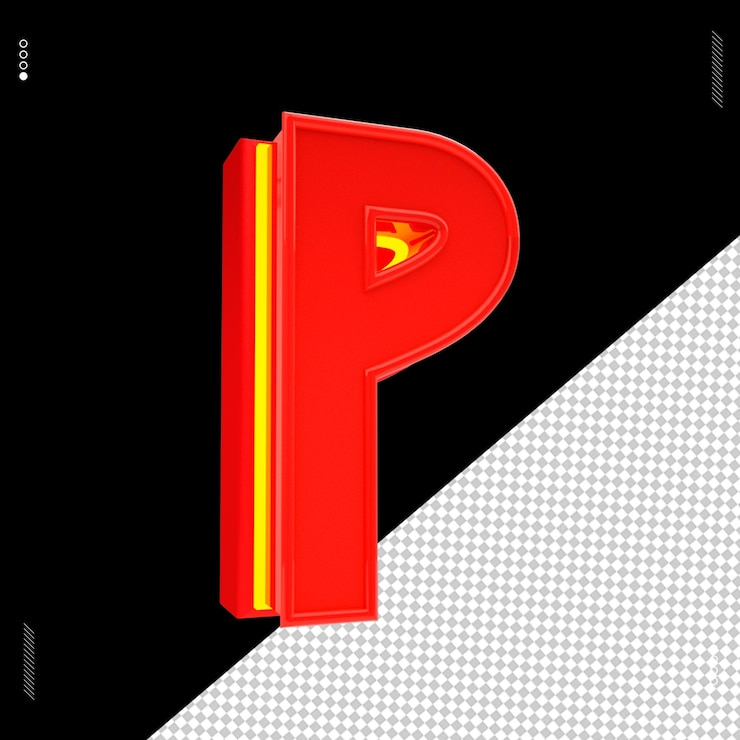 PSD 3d-rendering von buchstaben in roter neonfarbe