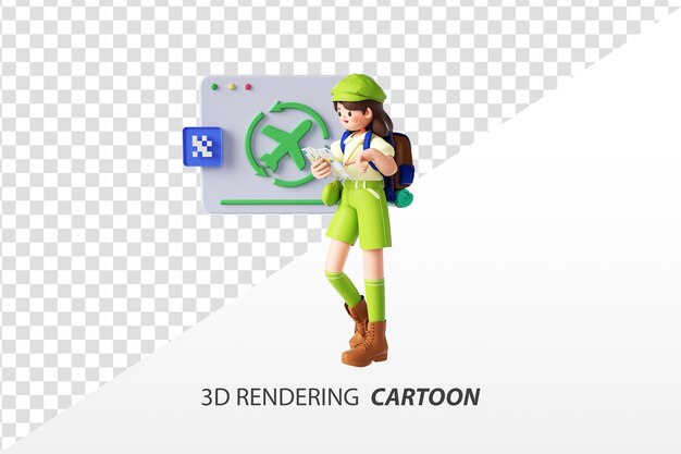 3d-rendering von cartoon-outfit-mädchen