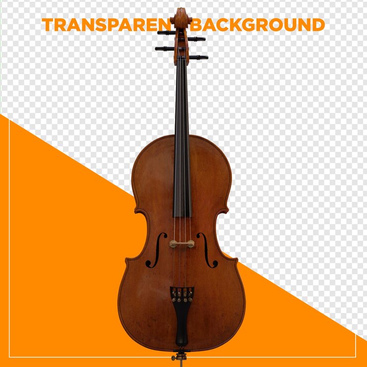 PSD 3d-rendering von cello-violin mit durchsichtigem hintergrund