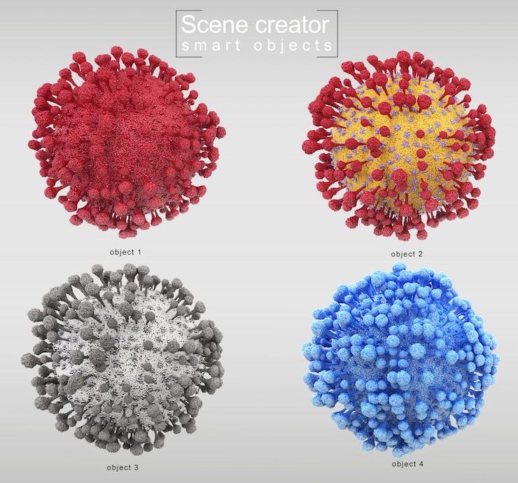 PSD 3d-rendering von corornavirus