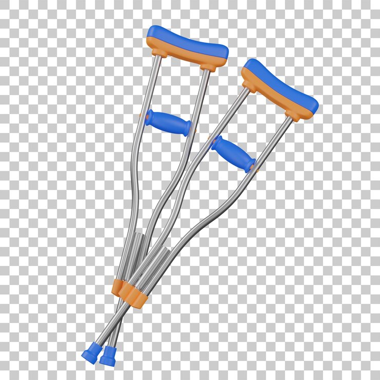 PSD 3d-rendering von crutch-illustrationen