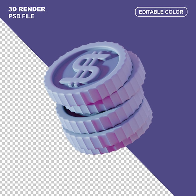 3d-rendering von dollarmünzen