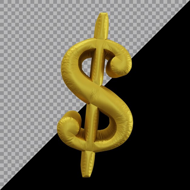 3D-Rendering von Dollarsymbol Ballon Gold