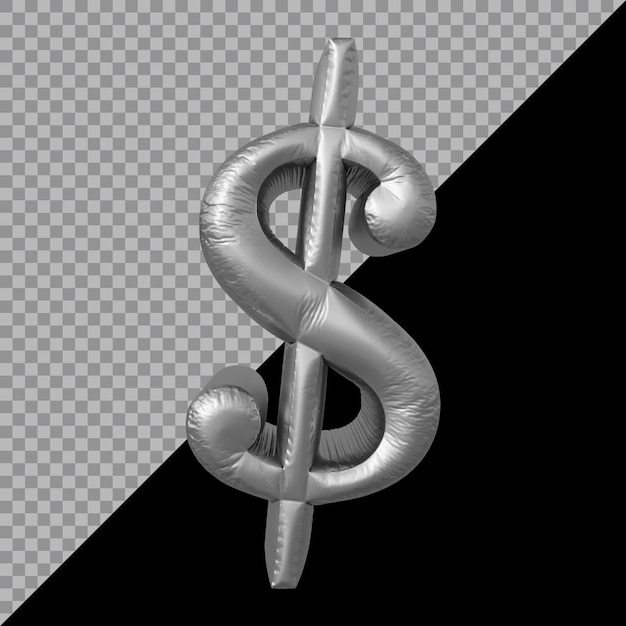 3D-Rendering von Dollarsymbol Ballon Silber