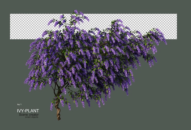 3D-Rendering von Efeu mit bunten Blumen