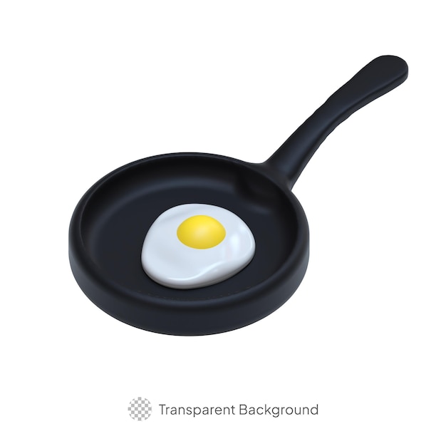 3D-Rendering von Eigelb auf schwarzer Pfanne