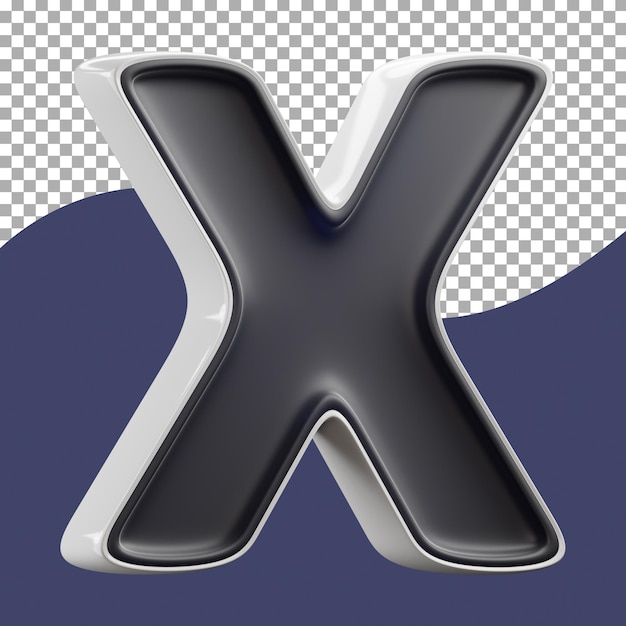 3D-Rendering von eleganten schwarz-weißen Buchstaben X 3D- Rendering auf durchsichtigem Hintergrund