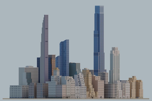 3D-Rendering von Gebäuden Wolkenkratzer Cityscape NYC