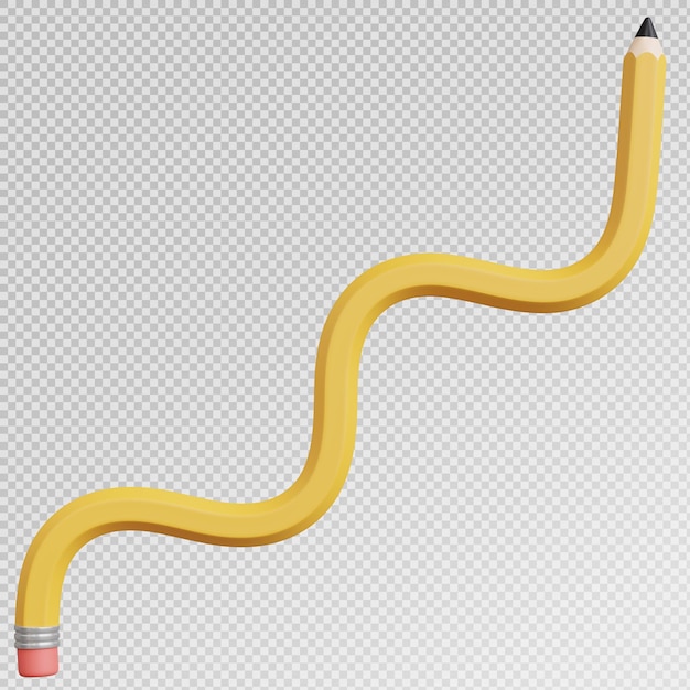 3D-Rendering von gelbem Bleistift mit abstrakter Form
