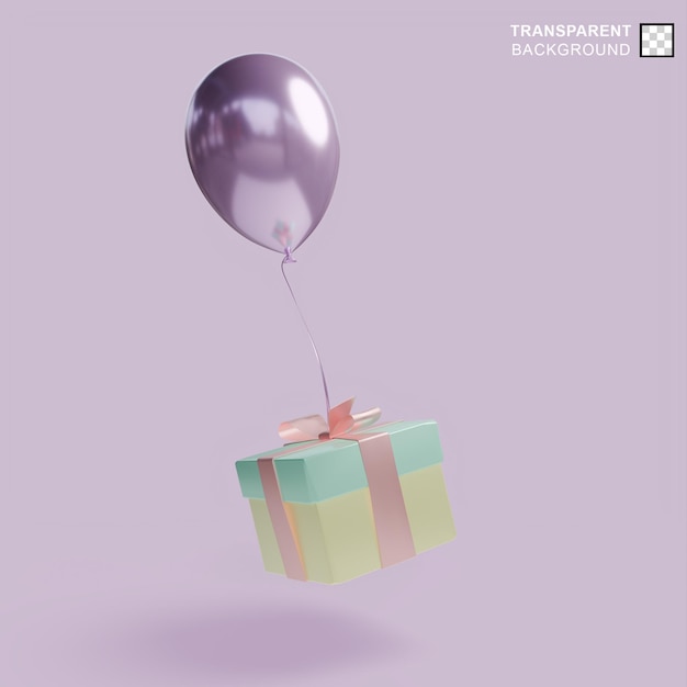 3D-Rendering von Geschenkkisten und Ballons