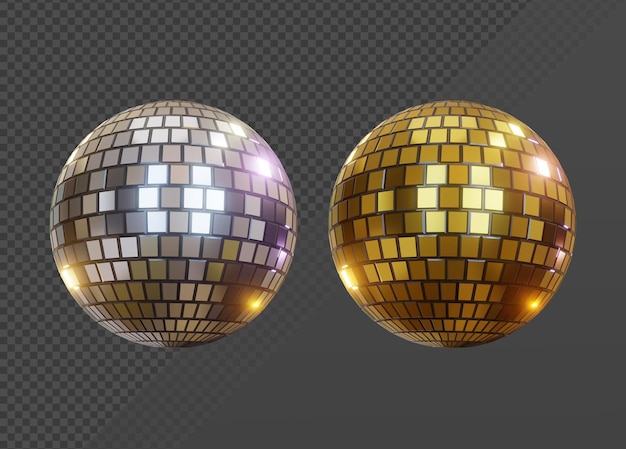 3D-Rendering von glänzendem Gold und Silber Discokugel