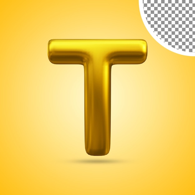 3D-Rendering von Gold Texteffekt Großbuchstabe T