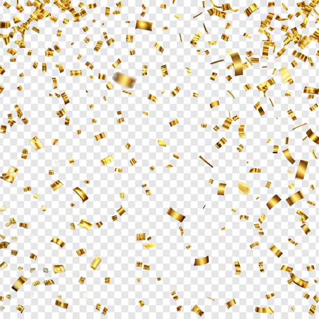 3D-Rendering von goldenem Konfetti auf durchsichtigem Hintergrund
