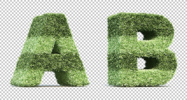 3D-Rendering von Grasspielfeldalphabet A und Alphabet B.