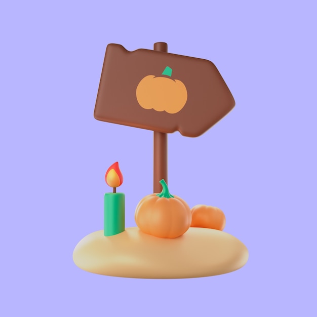 3D-Rendering von Halloween-Post-Schild-Symbol