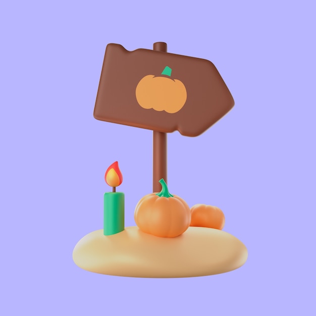 3d-rendering von halloween-post-schild-symbol